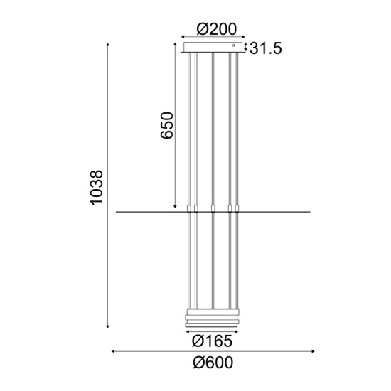 ΚΡΕΜΑΣΤΟ Φ/Σ LED 18W 3000K 1260LM ELIA ΜΑΥΡΟ ΜΕΤ/ΚΟ IP20 D60XH104CM