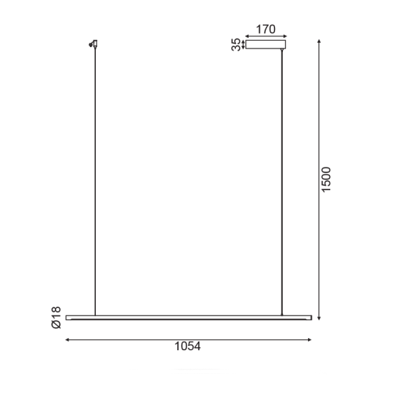 ΚΡΕΜΑΣΤΟ Φ/Σ LED 18W 3000K 920LM ΟΡΕΙΧΑΛΚΟ ΑΛΟΥΜΙΝΙΟ DIMMER ΑΦΗΣ 105Χ1,8ΧΗ150CM AVENUE