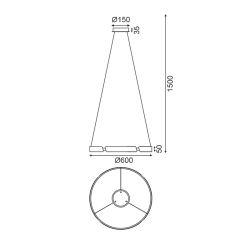 NETTO ΚΡΕΜΑΣΤΟ Φ/Σ LED 34W 3000K 2720LM ΟΡΕΙΧΑΛΚΟ ΑΛΟΥΜΙΝΙΟ D60XH150CM THEMIDA
