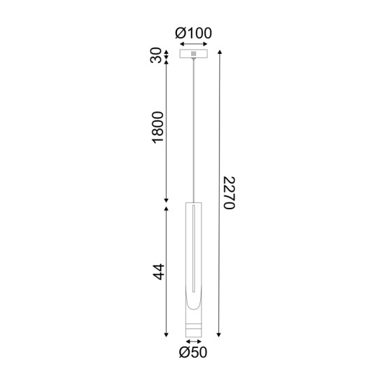 ΚΡΕΜΑΣΤΟ Φ/Σ LED 5W 3000K 300LM ESTRELA ΜΑΥΡΟ ΜΕΤ/ΚΟ IP20 D6XH228CM
