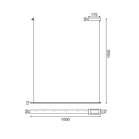 ΚΡΕΜΑΣΤΟ Φ/Σ LED 20W 3000K 1600LM ΜΑΥΡΟ ΑΛΟΥΜΙΝΙΟ 100Χ5ΧH150CM ATLANTIS
