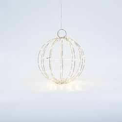 ΑΣΗΜΙ ΜΕΤΑΛΛΙΚΗ ΜΠΑΛΑ ΦΩΤΙΖΟΜΕΝΗ 20cm, 96 MINI LED, ΣΤΑΘΕΡΟΣ ΜΕΤΑΣΧΗΜΑΤΙΣΤΗΣ, ΑΣΗΜΙ ΧΑΛΚΙΝΟ ΚΑΛΩΔΙΟ, ΘΕΡΜΟ ΛΕΥΚΟ LED, ΠΡΟΕΚΤΑΣΗ ΠΑΡΟΧΗΣ 3m, IP44